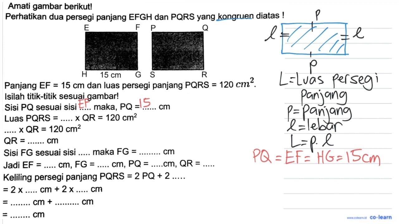 Amati gambar berikut! Perhatikan dua persegi panjang EFGH