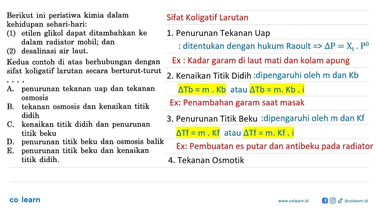 Berikut ini peristiwa kimia dalam kehidupan sehari-hari:(1)