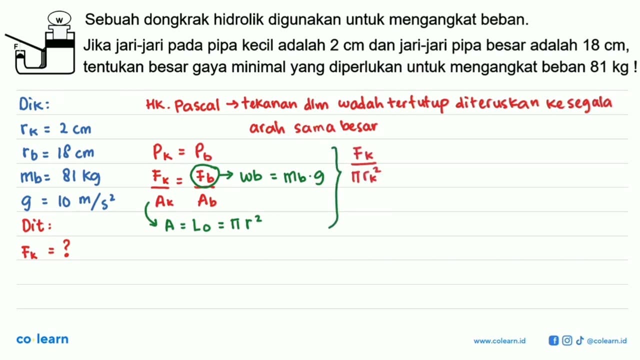 (w) Sebuah dongkrak hidrolik digunakan untuk mengangkat