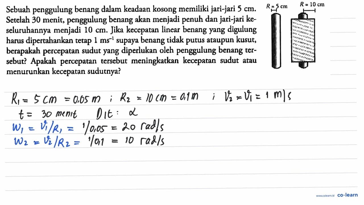 Sebuah penggulung benang dalam keadaan kosong memiliki