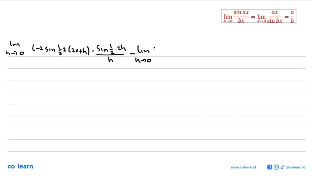 Tentukan turunan pertama fungsi f(x) = 4x^2 + cos 2x - sin