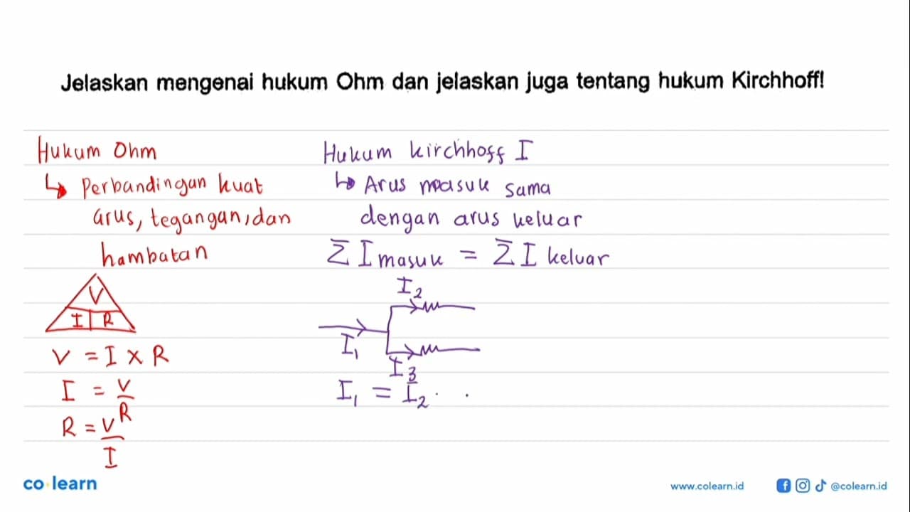 Jelaskan mengenai hukum Ohm dan jelaskan juga tentang hukum