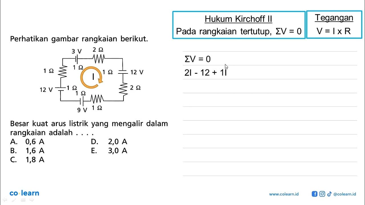 Perhatikan gambar rangkaian berikut. Besar kuat arus