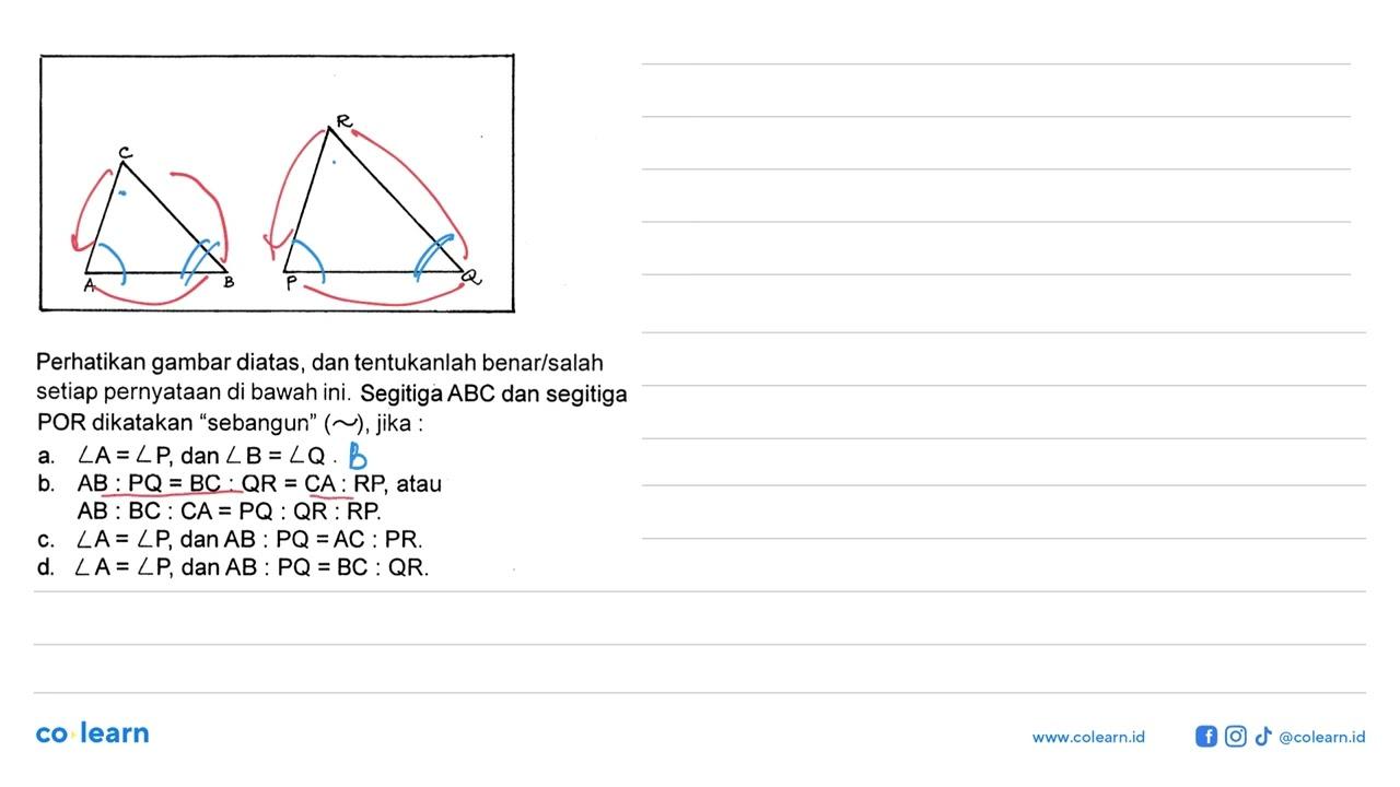 A B C P Q RPerhatikan gambar diatas, dan tentukanlah