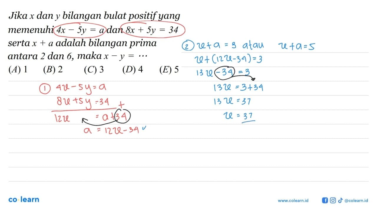 Jika x dan y bilangan bulat positif yang memenuhi 4x - 5y