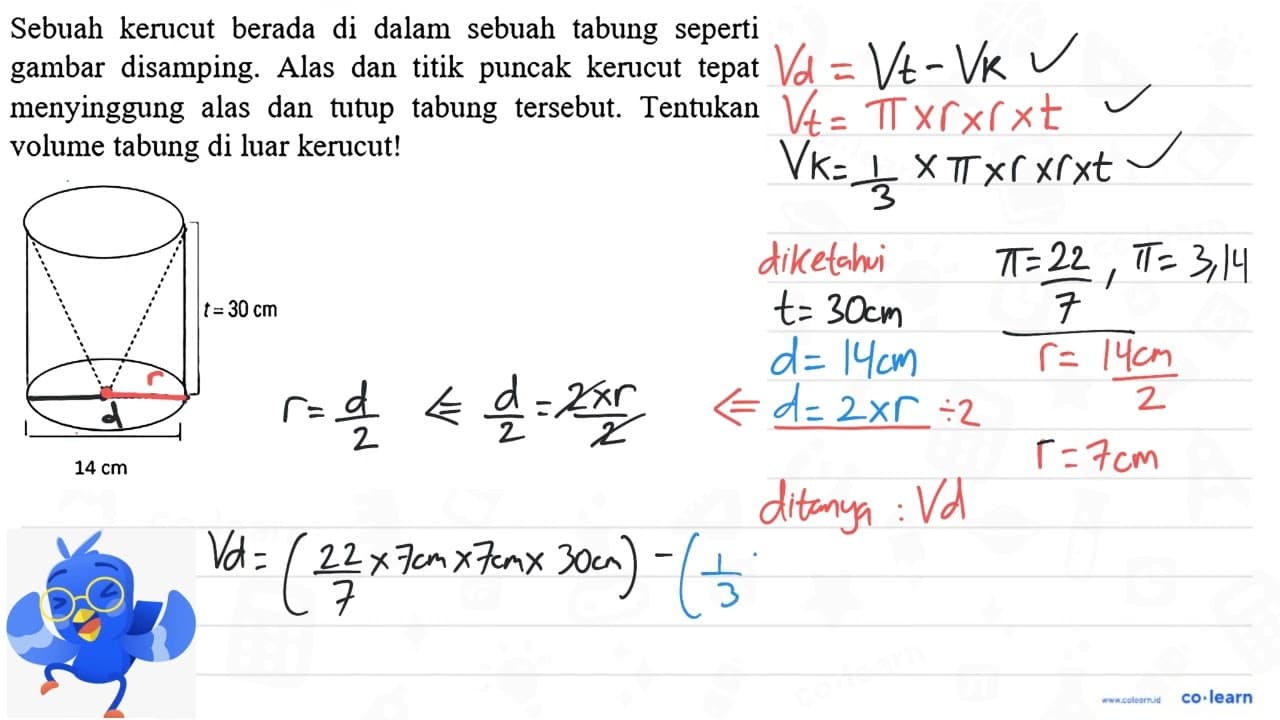 Sebuah kerucut berapa di dalam sebuah tabung seperti gambar