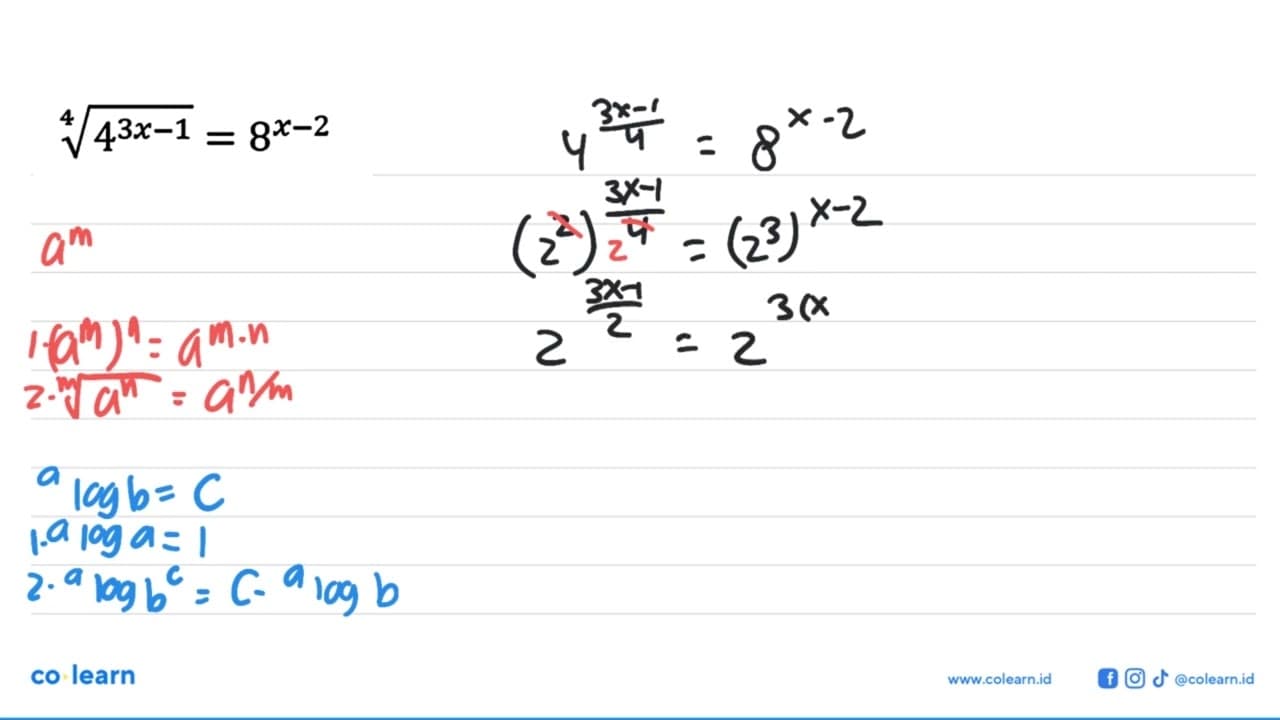 (4^(3x-1))^(1/4)=8^(x-2)