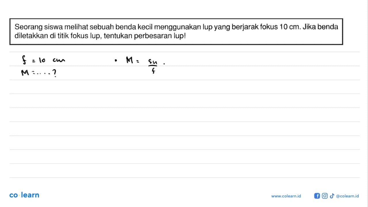 Seorang siswa melihat sebuah benda kecil menggunakan lup