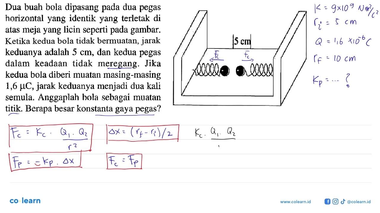 Dua buah bola dipasang pada dua pegas horizontal yang