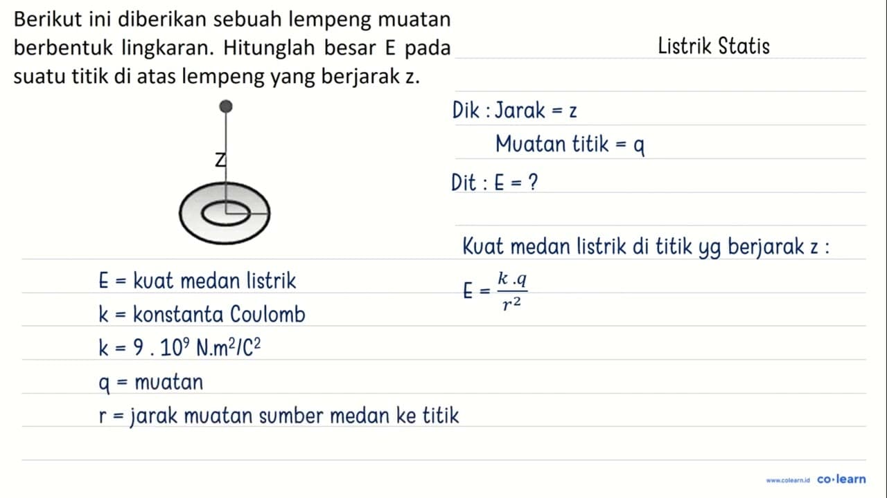 Berikut ini diberikan sebuah lempeng muatan berbentuk