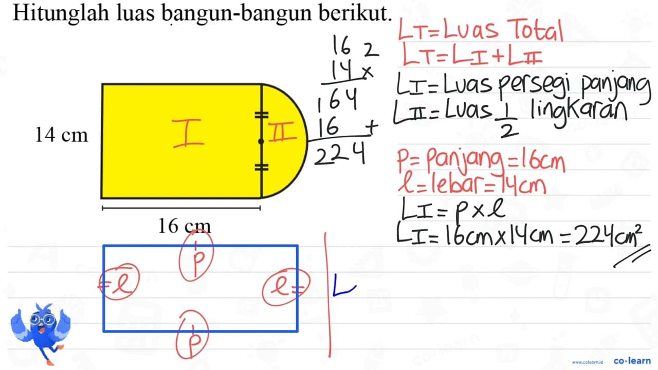 Hitunglah luas bangun-bangun berikut. 16 cm