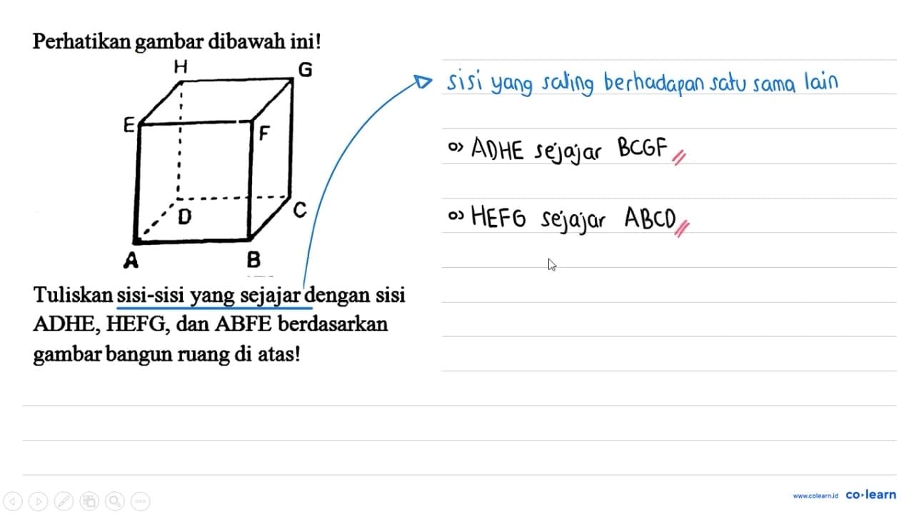 Perhatikan gambar dibawah ini! Tuliskan sisi-sisi yang