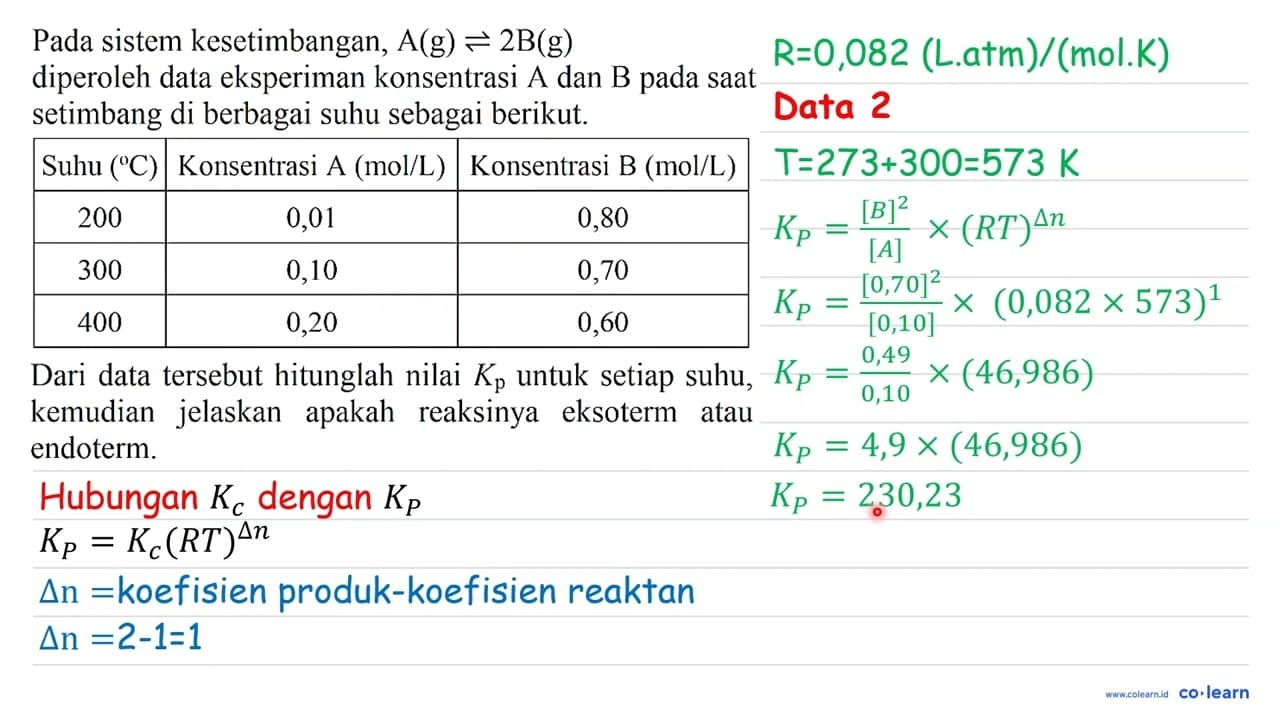 Pada sistem kesetimbangan, A(g) leftharpoons 2 ~B(g)