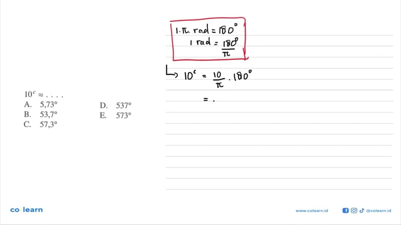 10^c=....A. 5,73D. 537B. 53,7E. 573C. 57,3