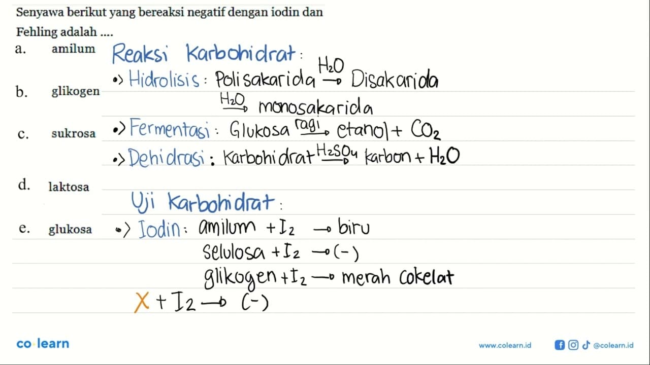 Senyawa berikut yang bereaksi negatif dengan iodin dan