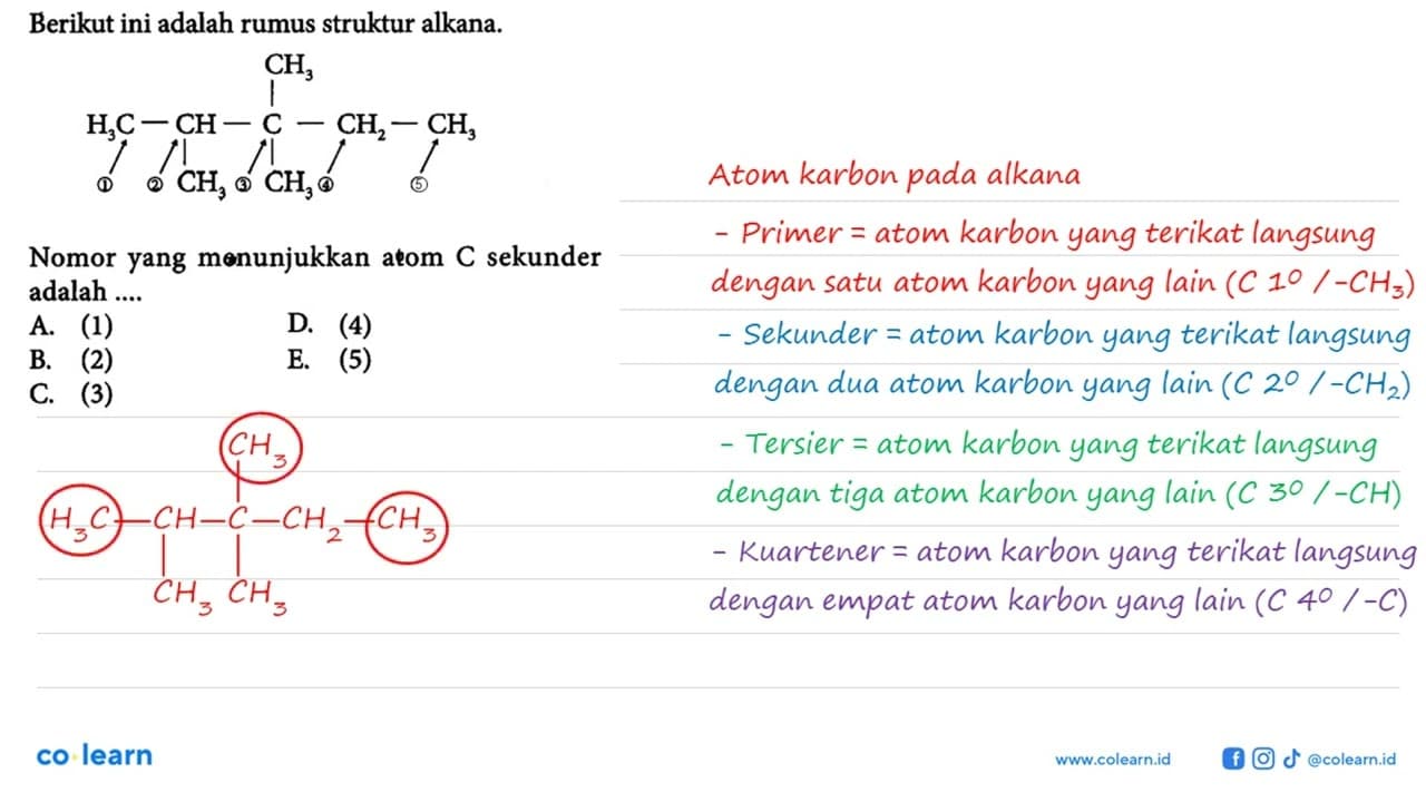 Berikut ini adalah rumus struktur alkana. CH3 | H3C - CH -