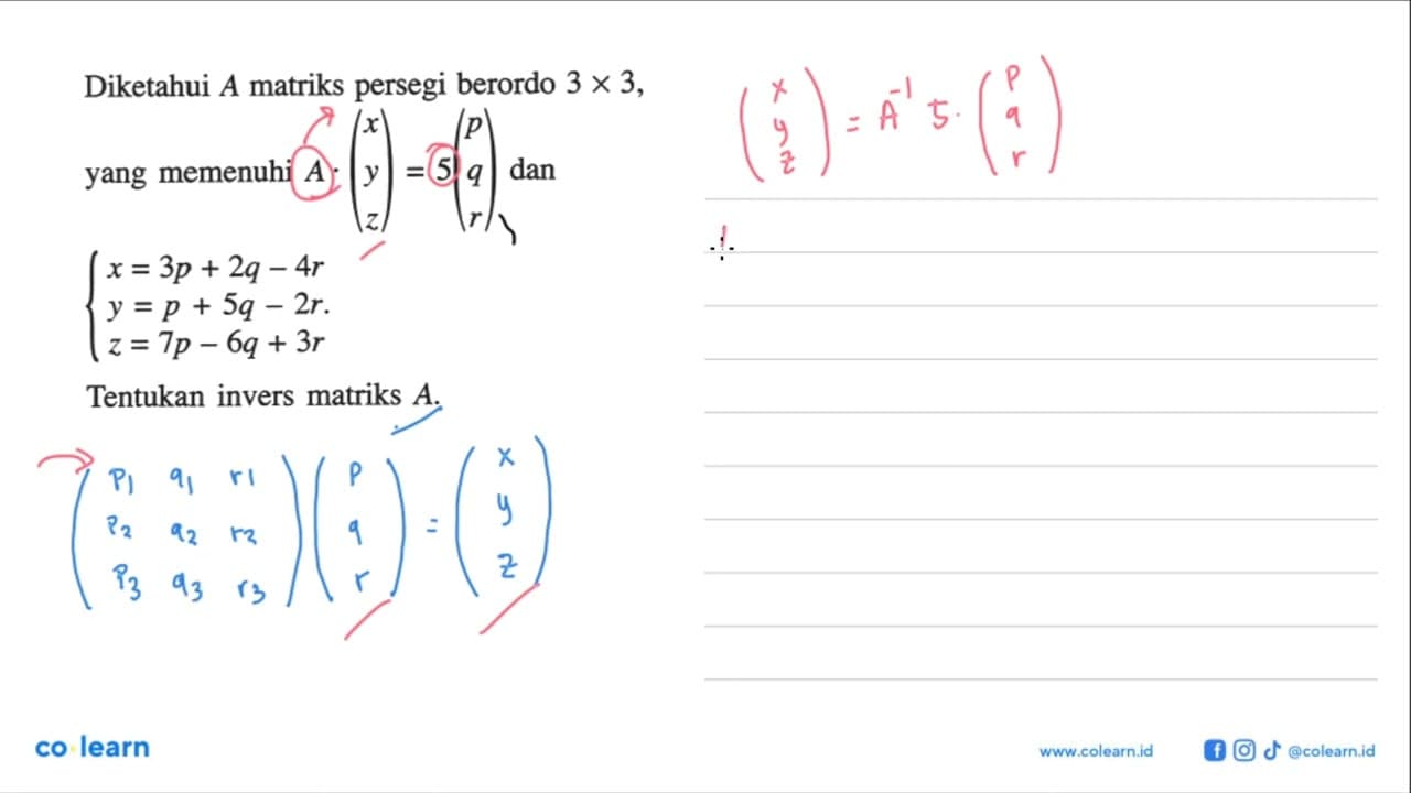 Diketahui A matriks persegi berordo 3 X 3, yang memenuhi