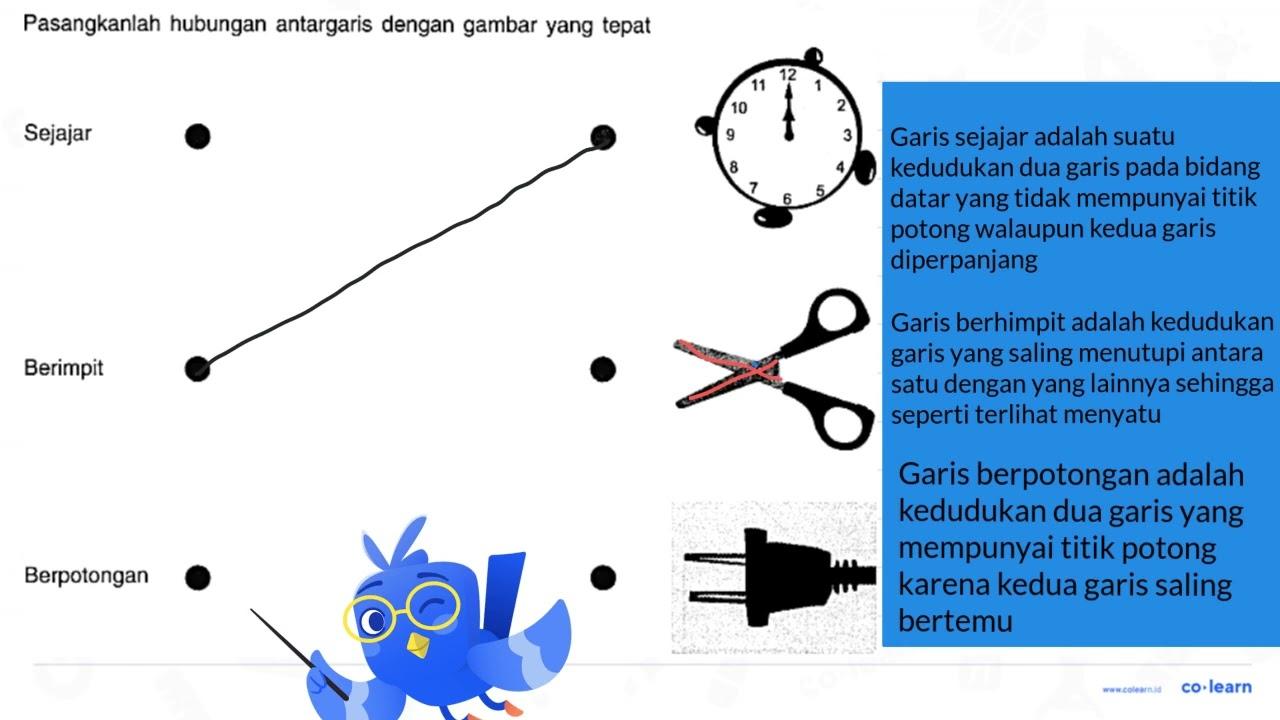 Pasangkanlah hubungan antargaris dengan gambar yang tepat