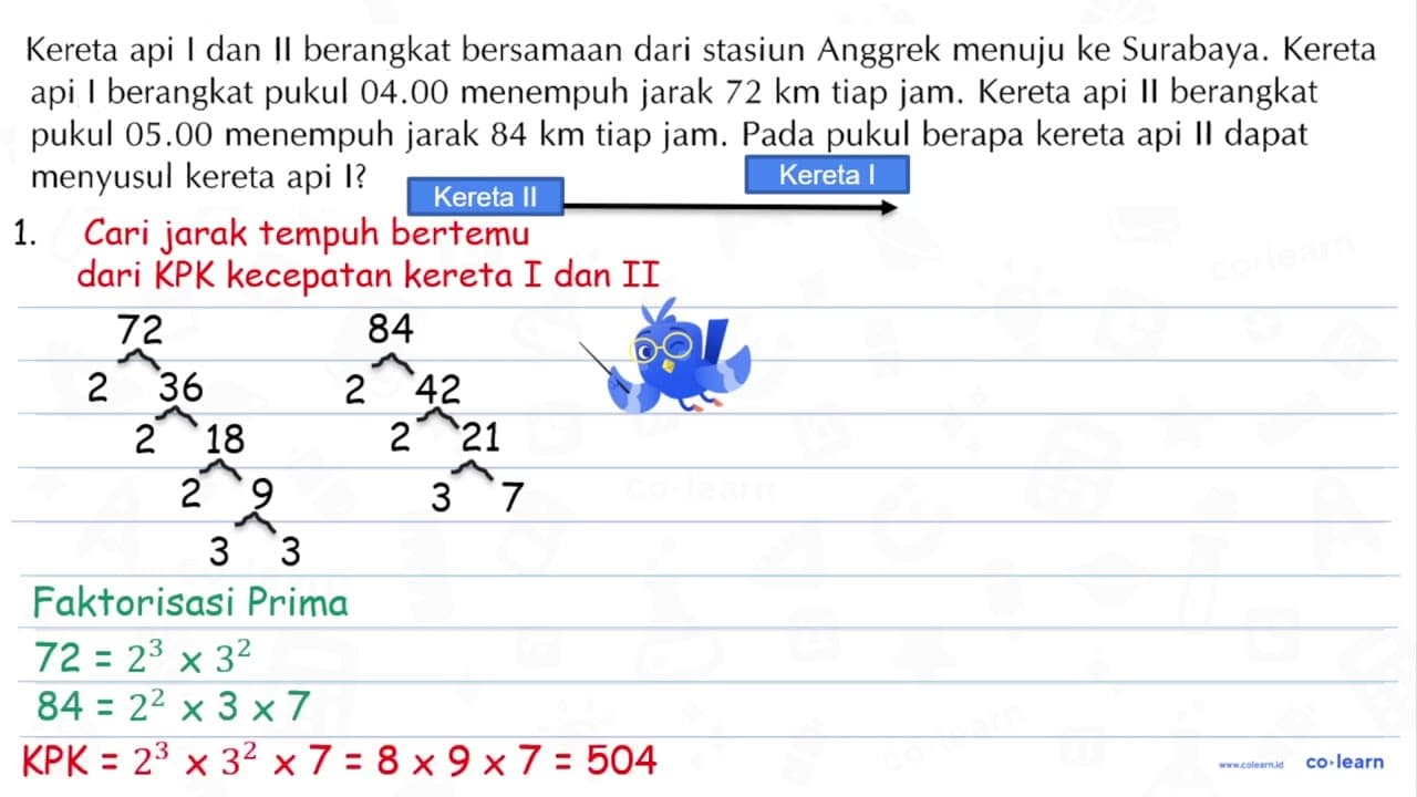 Kereta api I dan II berangkat bersamaan dari stasiun