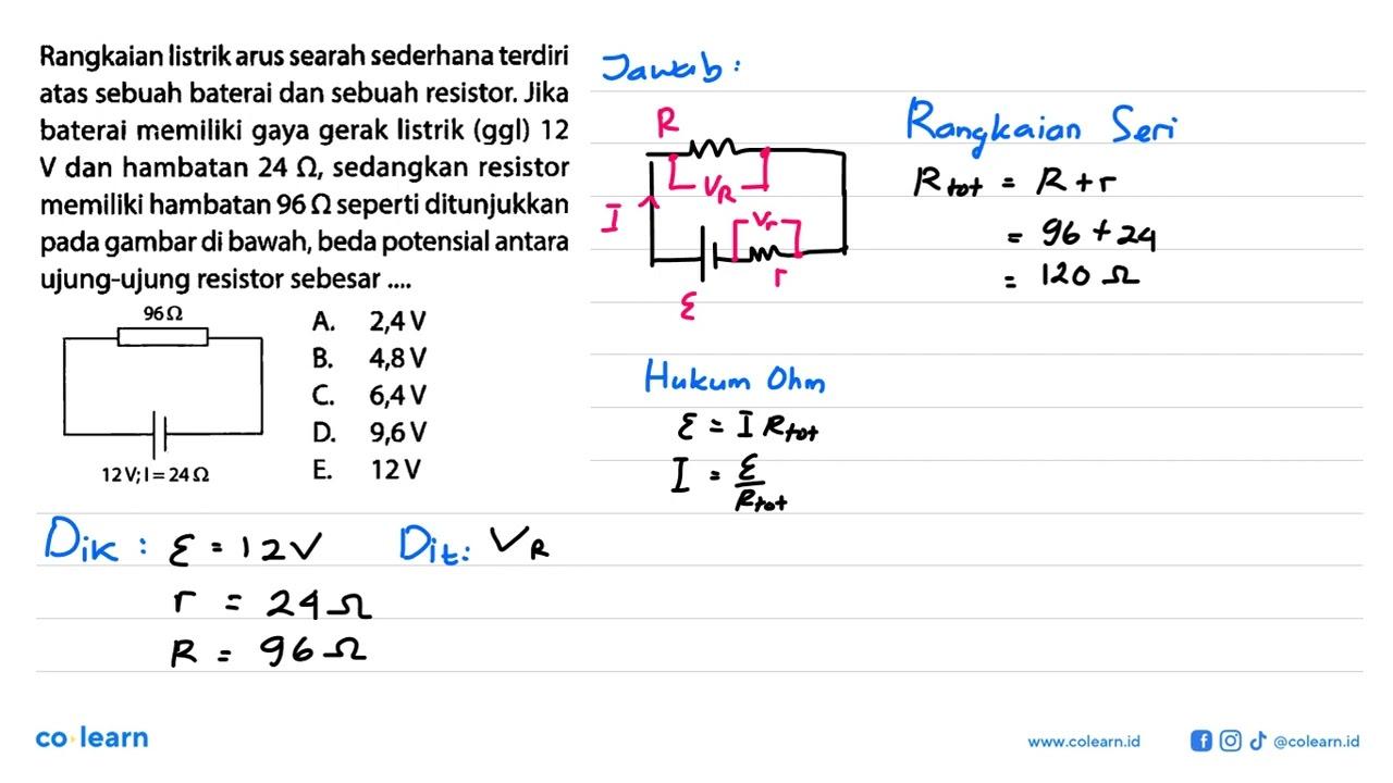 Rangkaian listrik arus searah sederhana terdiri atas sebuah