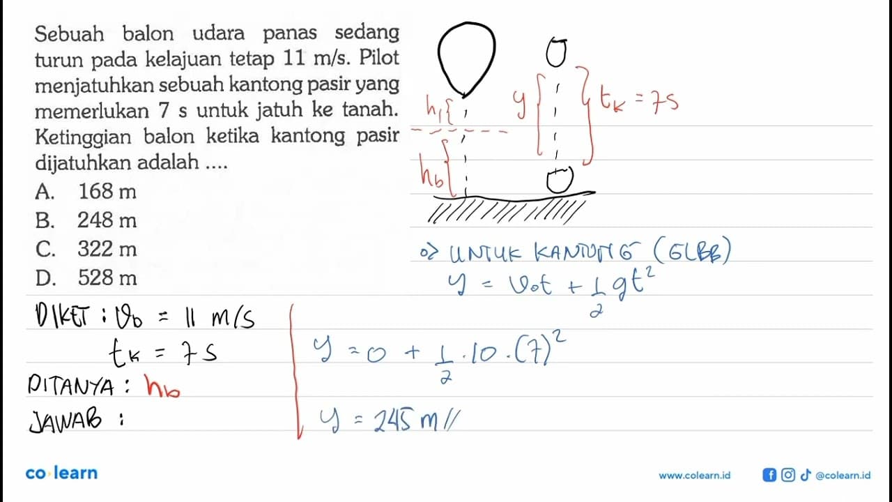 Sebuah balon udara panas sedang turun pada kelajuan tetap