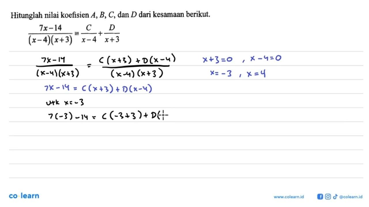 Hitunglah nilai koefisien A, B, C, dan D dari kesamaan