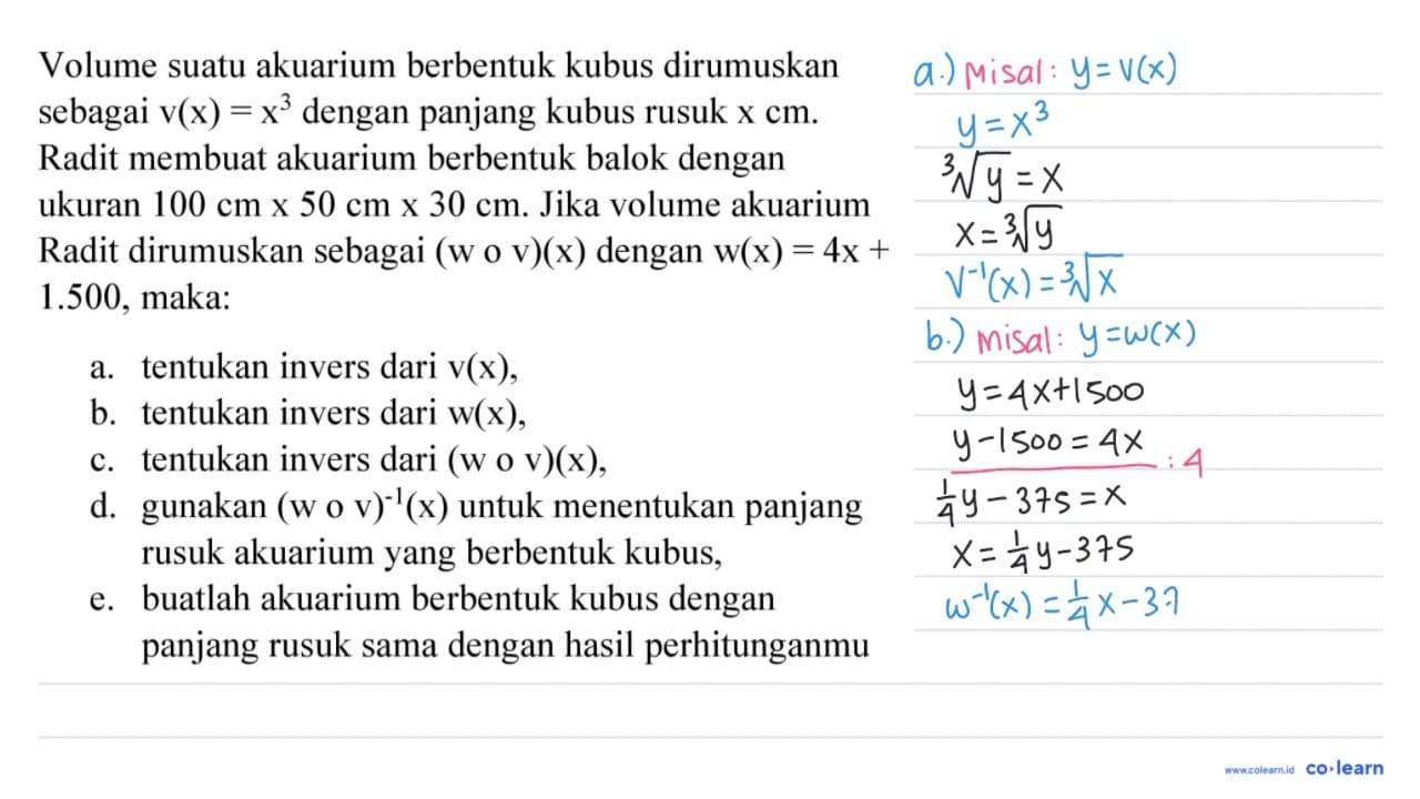 Volume suatu akuarium berbentuk kubus dirumuskan sebagai