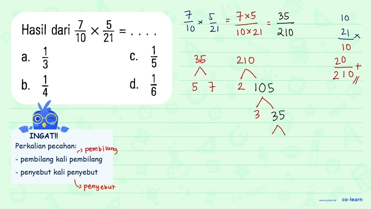 Hasil dari 7/10 x 5/21