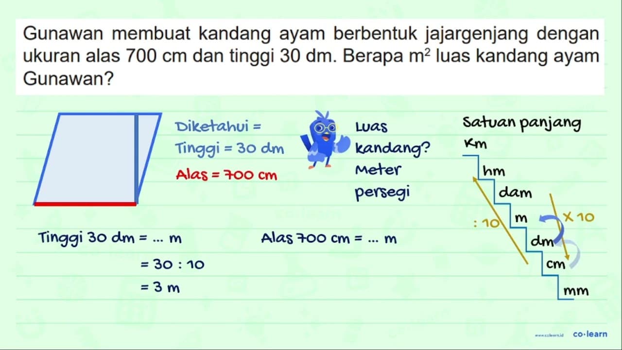 Gunawan membuat kandang ayam berbentuk jajargenjang dengan