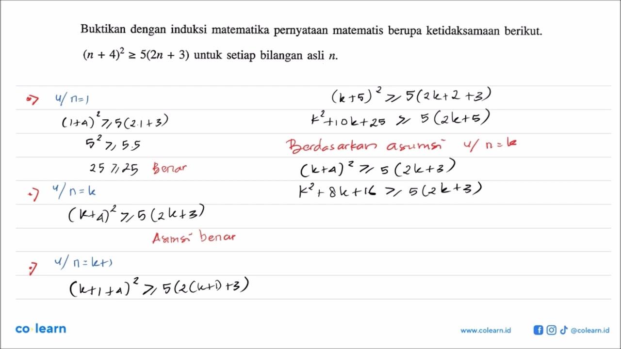 Buktikan dengan induksi matematika pernyataan matematis