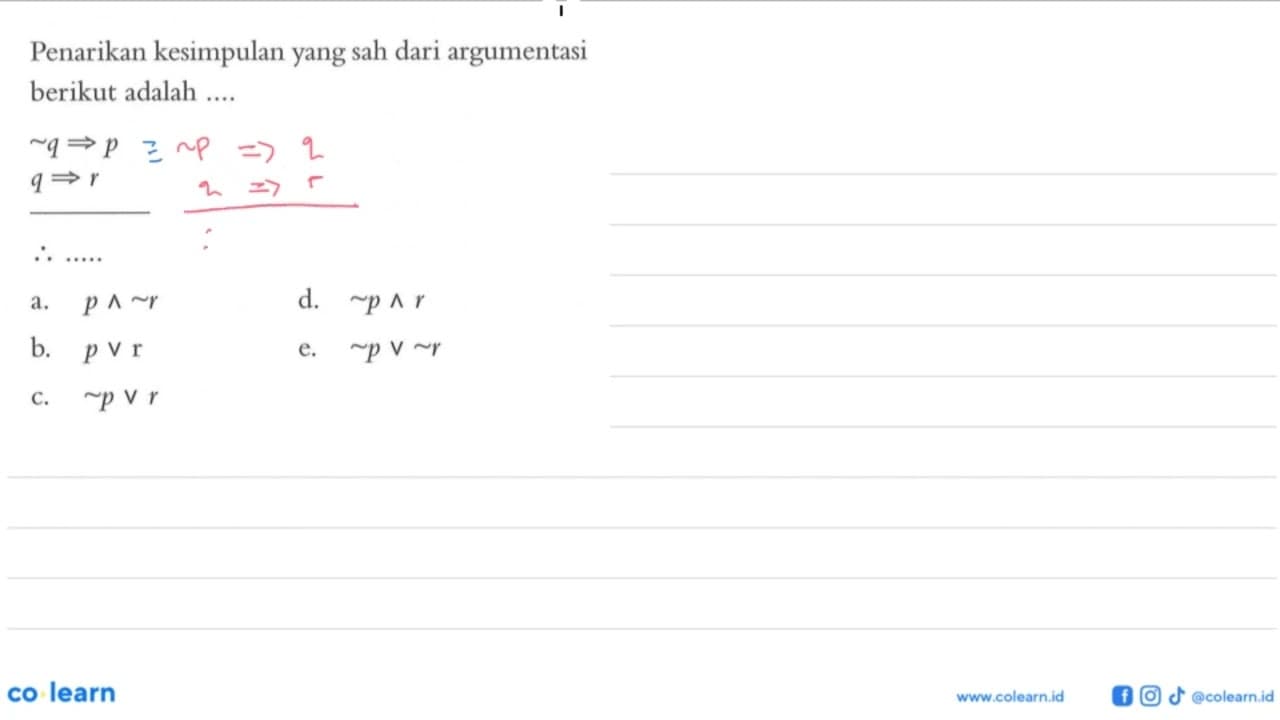 Penarikan kesimpulan yang sah dari argumentasi berikut