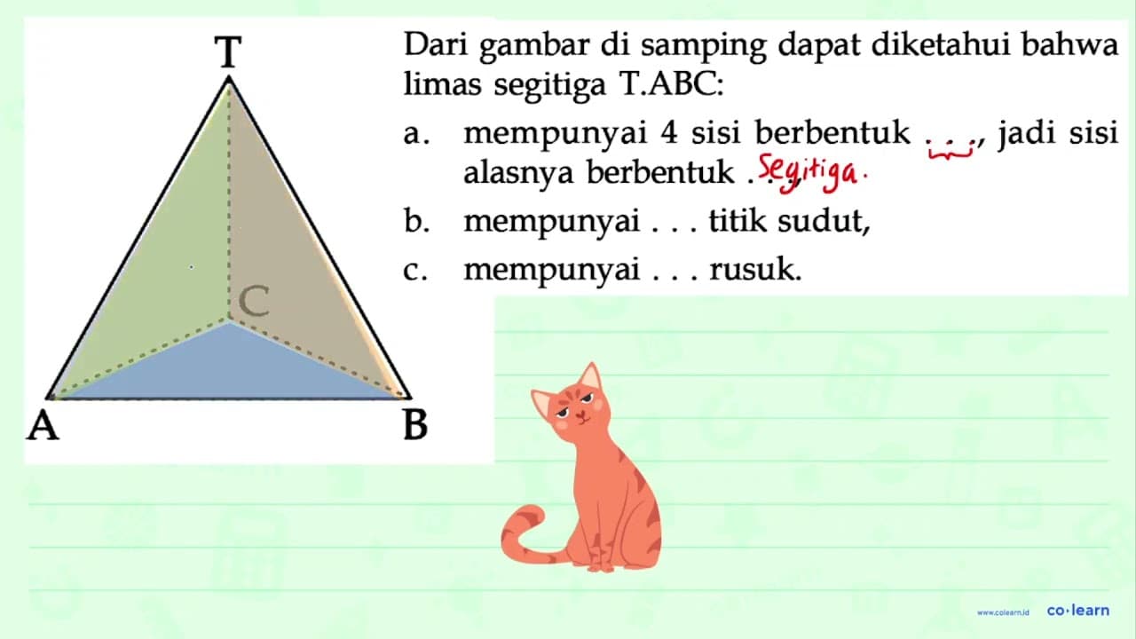 Dari gambar di samping dapat diketahui bahwa limas segitiga