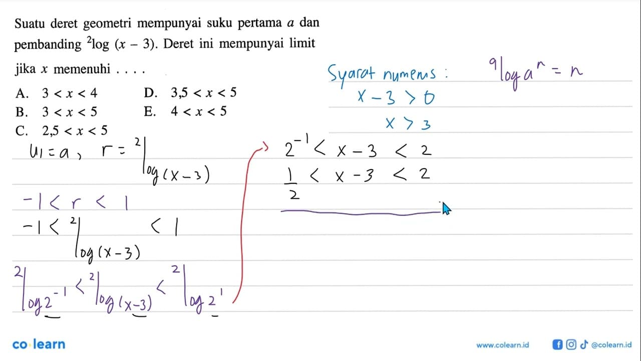 Suatu deret geometri mempunyai suku pertama a dan