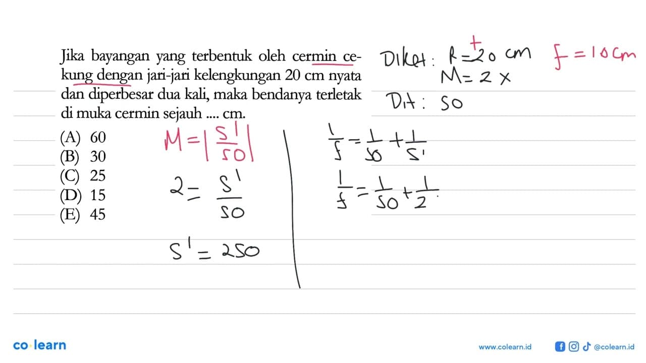 Jika bayangan yang terbentuk oleh cermin cekung dengan