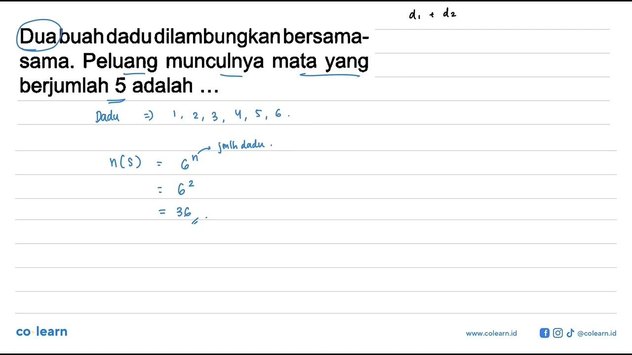 Duabuah dadudilambungkan bersamasama. Peluang munculnya