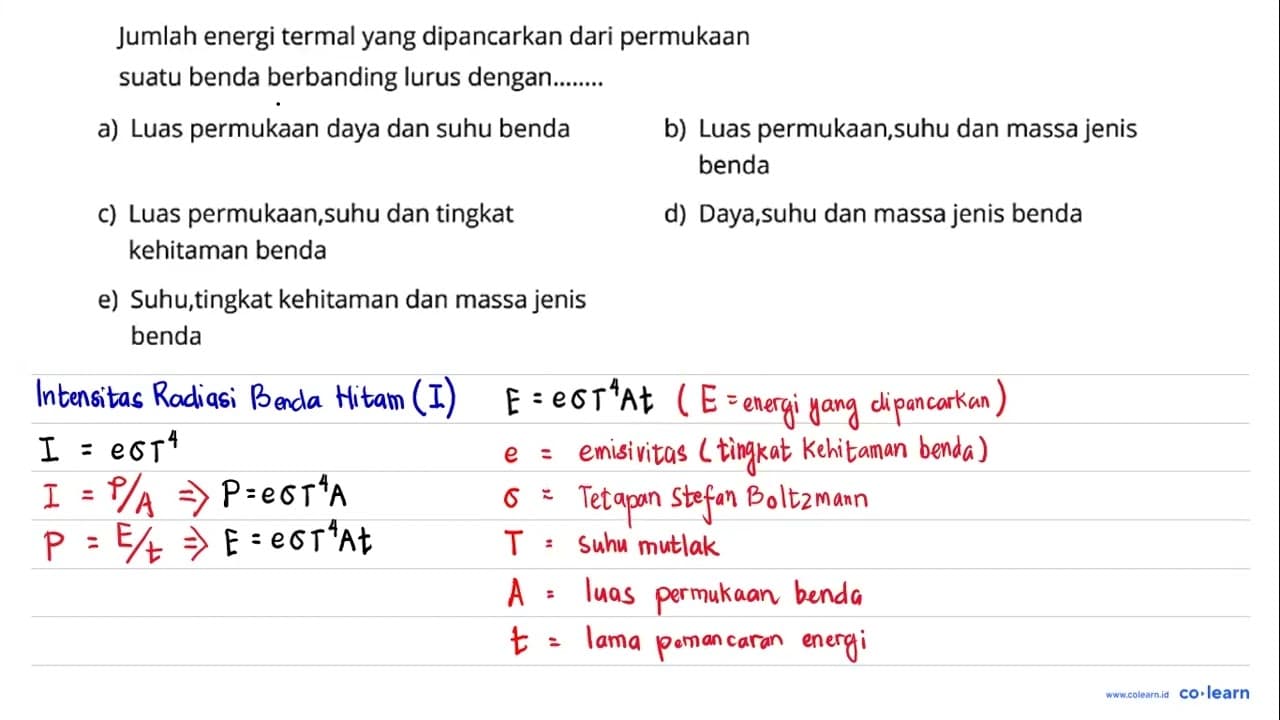 Jumlah energi termal yang dipancarkan dari permukaan suatu