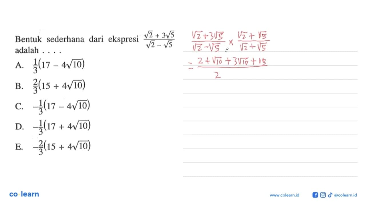 Bentuk sederhana dari ekspresi (akar(2) + 3