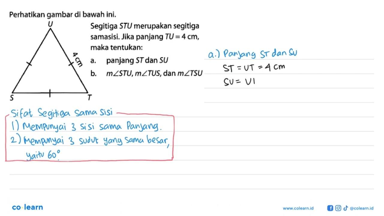 Perhatikan gambar di bawah ini. Segitiga STU merupakan