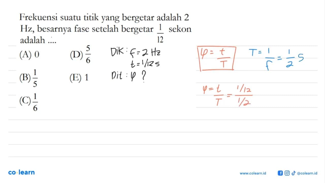 Frekuensi suatu titik yang bergetar adalah 2 Hz, besarnya