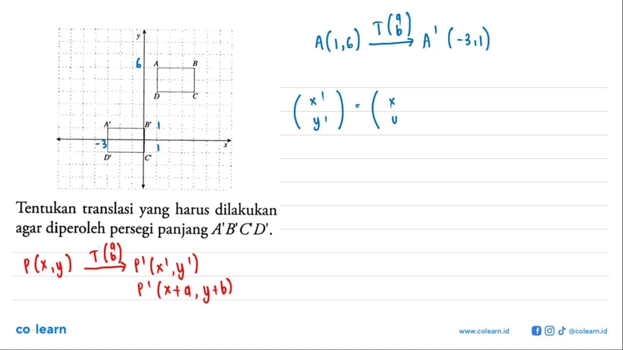 Tentukan translasi yang harus dilakukan agar diperoleh