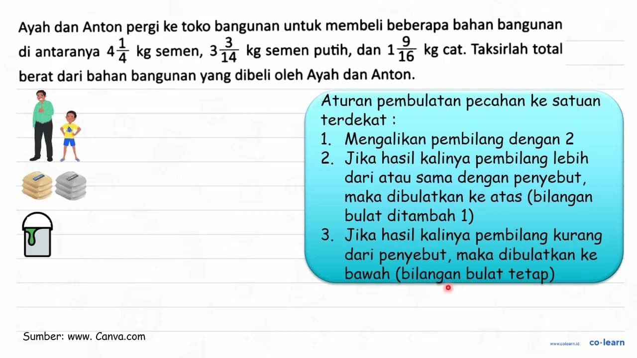 Ayah dan Anton pergi ke toko bangunan untuk membeli