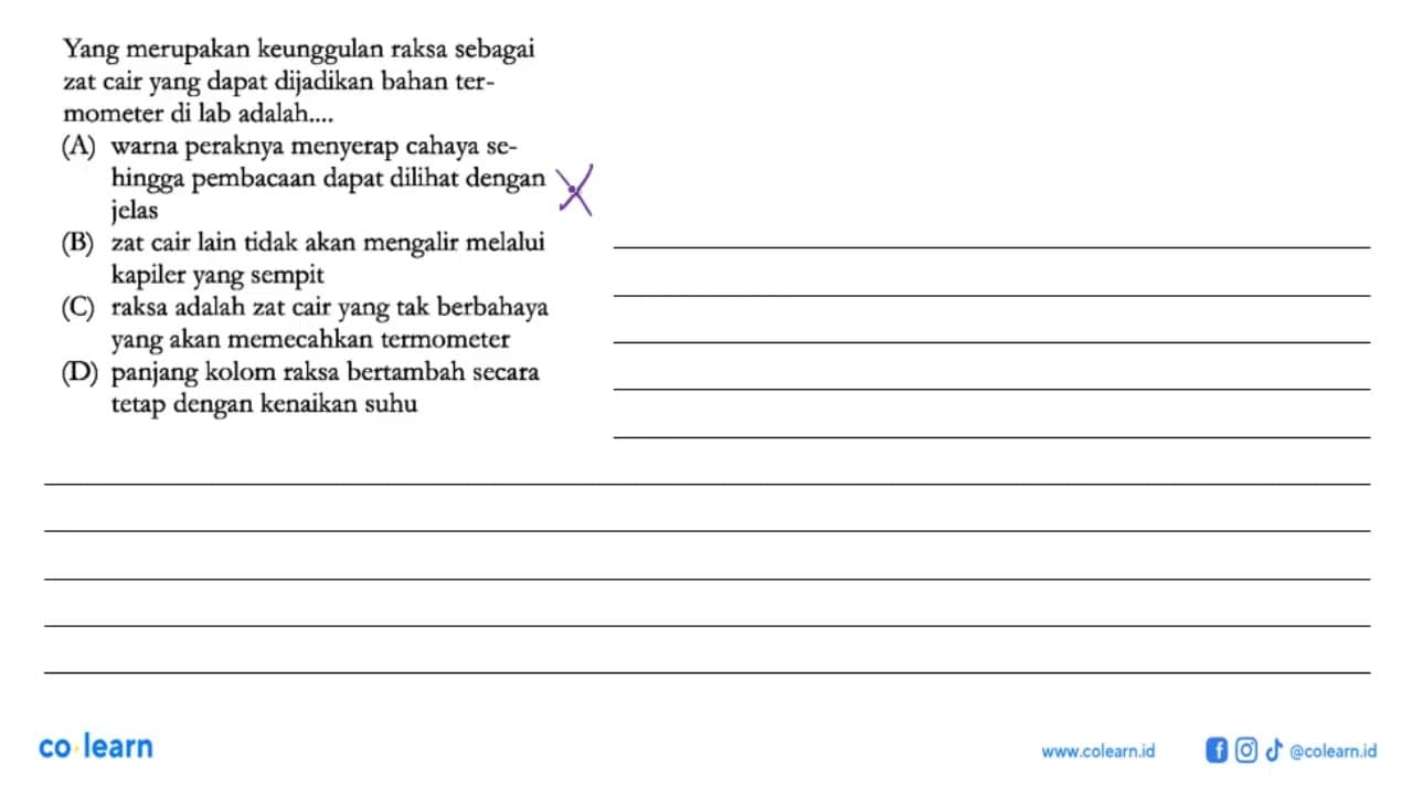 Yang merupakan keunggulan raksa sebagai zat cair yang dapat