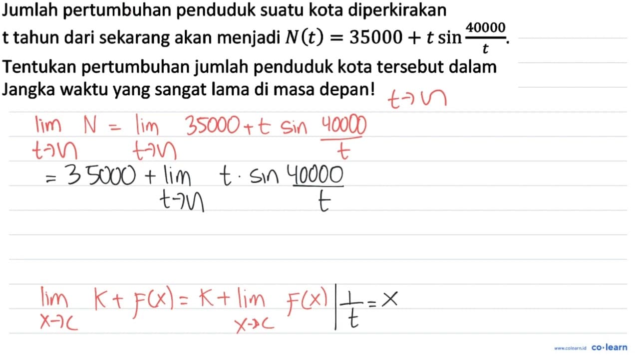 Jumlah pertumbuhan penduduk suatu kota diperkirakan t tahun