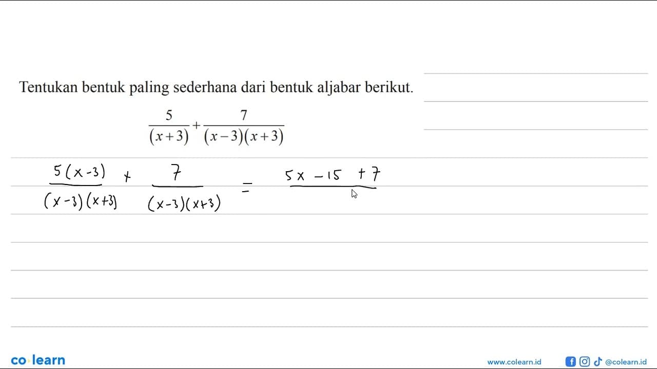 Tentukan bentuk paling sederhana dari bentuk aljabar