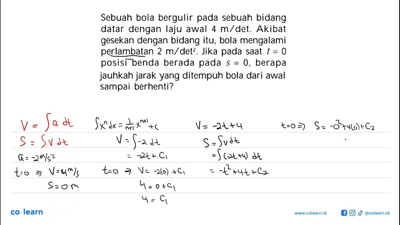 Sebuah bola bergulir pada sebuah bidang datar dengan laju