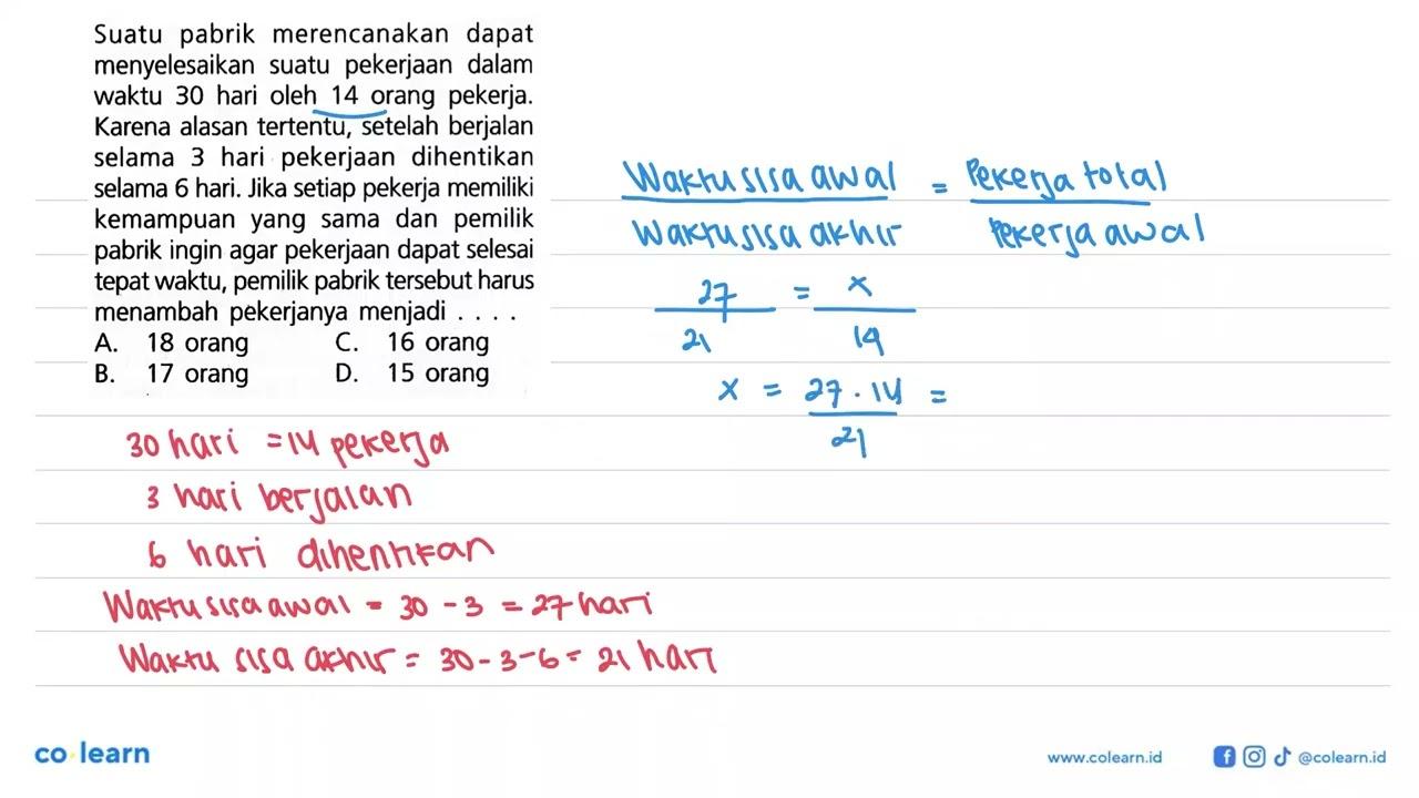 Suatu pabrik merencanakan dapat menyelesaikan suatu