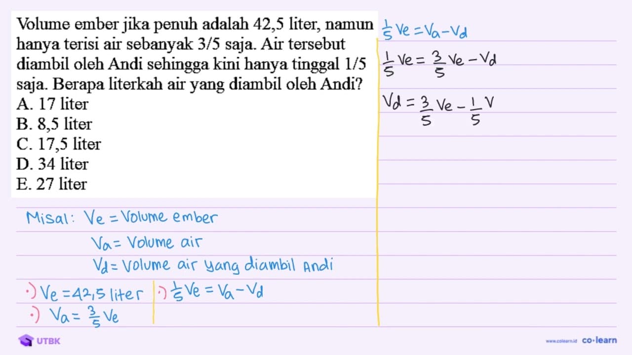 Volume ember jika penuh adalah 42,5 liter, namun hanya