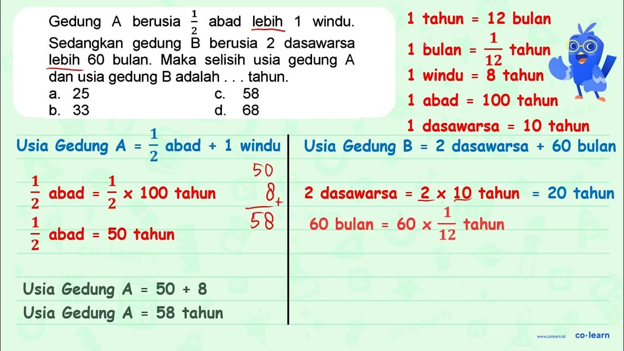 Gedung A berusia (1)/(2) abad lebih 1 windu. Sedangkan