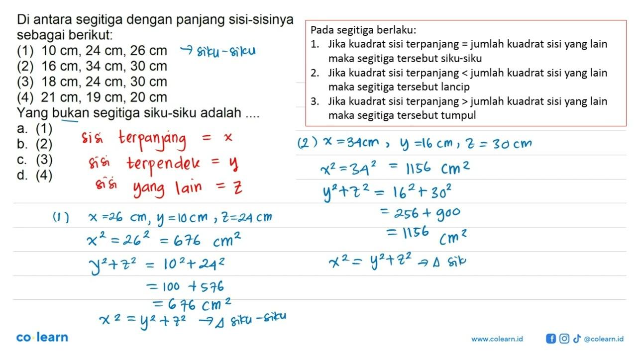 Di antara segitiga dengan panjang sisi-sisinya sebagai