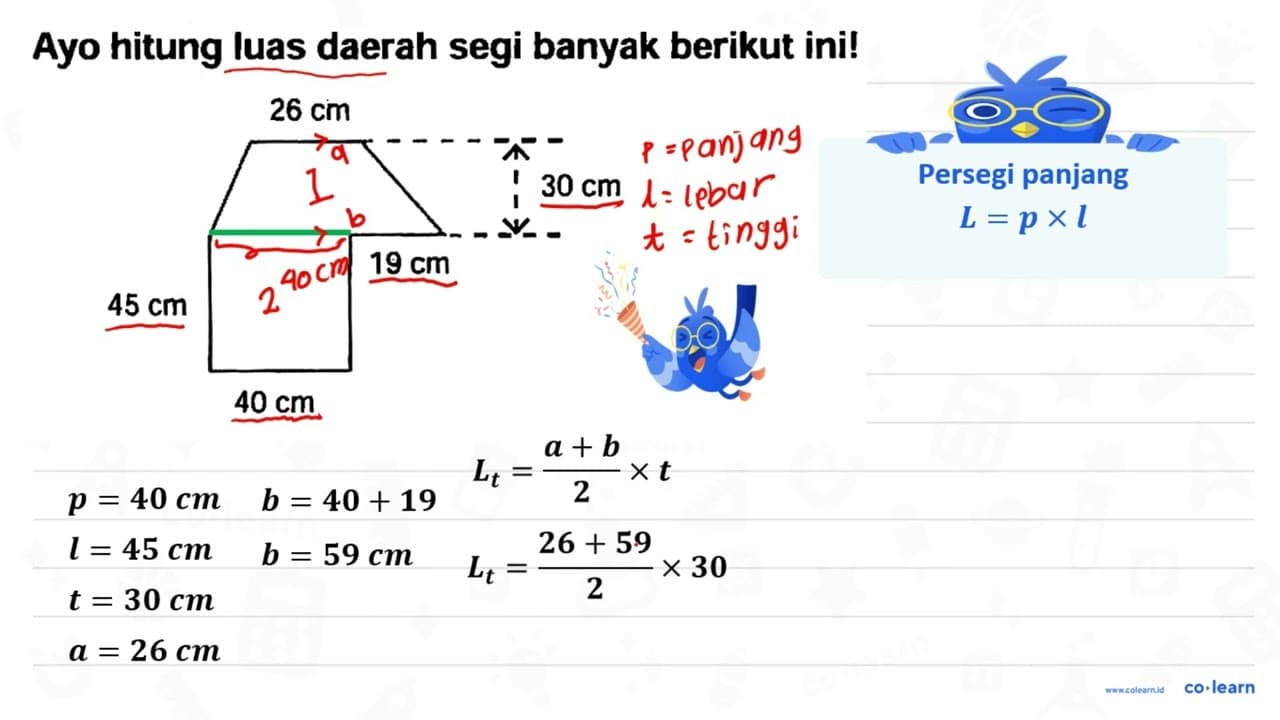 Ayo hitung luas daerah segi banyak berikut ini!